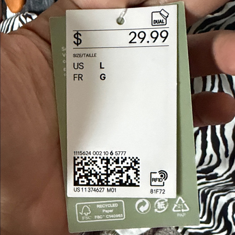 H&M Black and White Zebra Print Button-Down Shirt - Picture 4 of 4